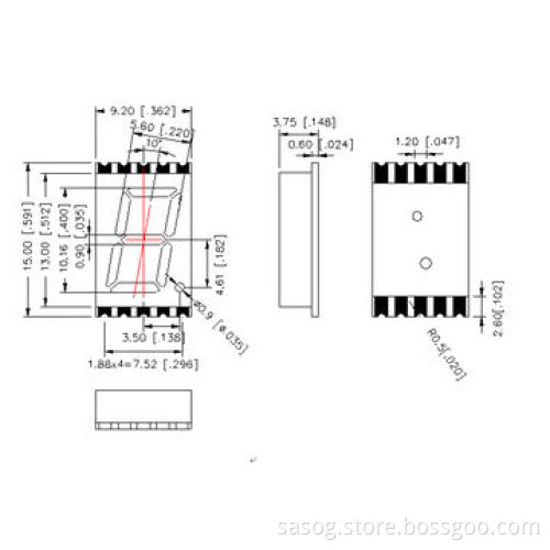 0.4-inch Single SMD LED Digit Display, Yellow Green, 570nm, Common Anode